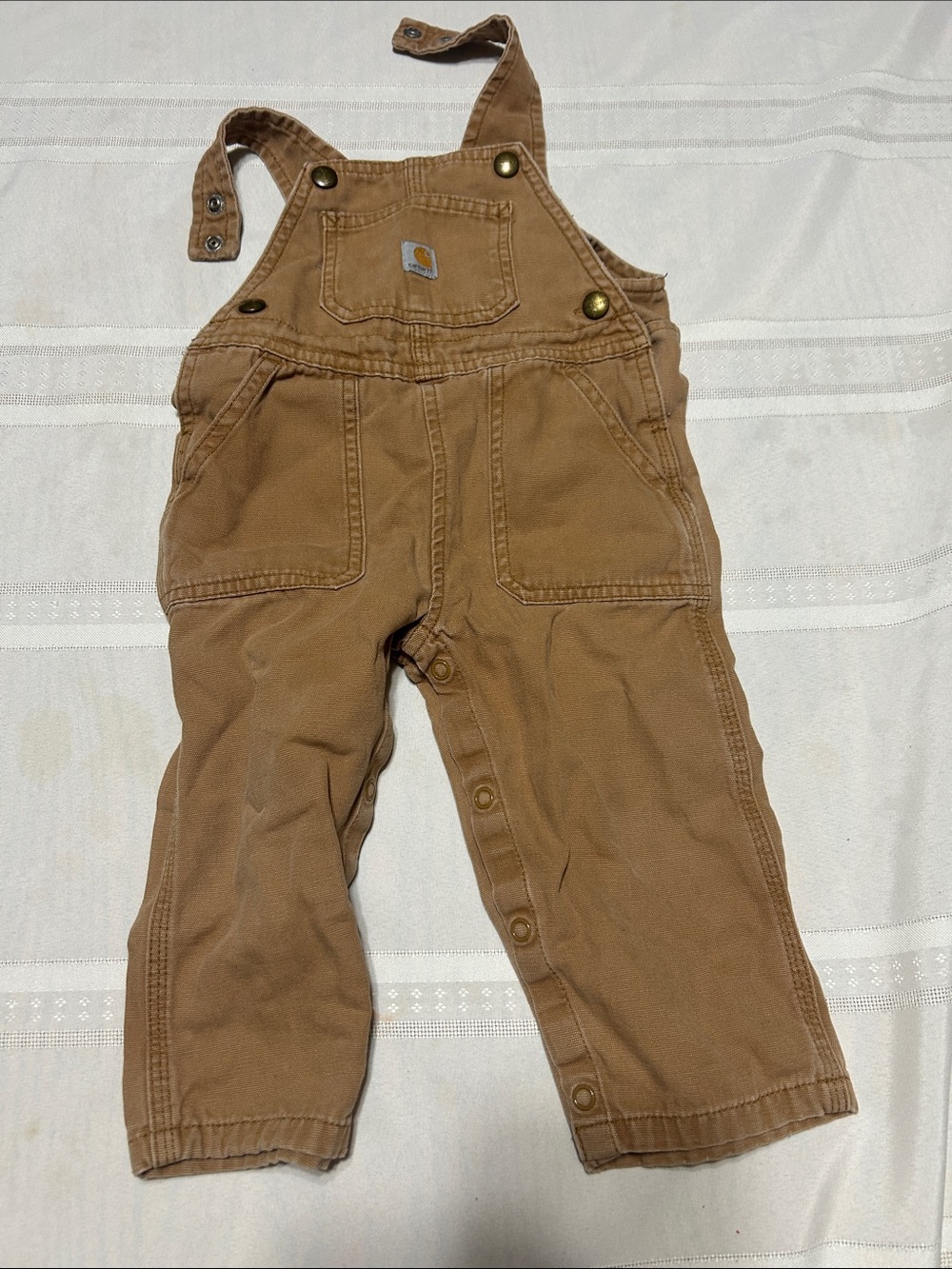 Carhartt Kids Tan Brown Canvas Overalls